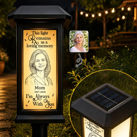 Custom Photo Bold Sketch Memorial I'm Always With You - Personalized Solar Garden Light