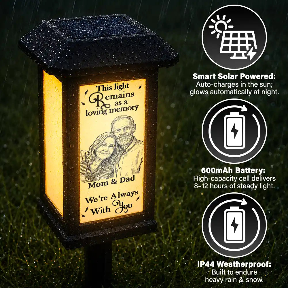 Art Design,Christmas,Sympathetic,Family,Memorial,Photo - Pencil Sketch - Bold - Custom Photo Bold Sketch Memorial I'm Always With You - Personalized Solar Garden Light