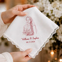 Art Design, Sentimental, Gift For Yourself, Gift For Women, Wedding, Photo - Pencil Sketch - Bold - Custom Photo Bold Sketch Mother Of The Bride Groom Keepsake - Personalized Handkerchief