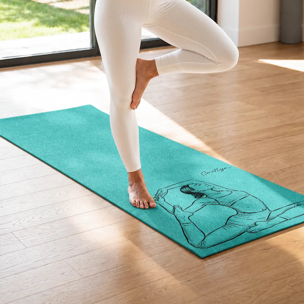 Gift For Yourself, Gift For Women, Custom Photo, Art Design, Yoga, Sentimental, Photo - Pencil Sketch - Bold - Custom Photo Bold Sketch Namaste All Day For Yoga Lovers - Personalized Yoga Mat