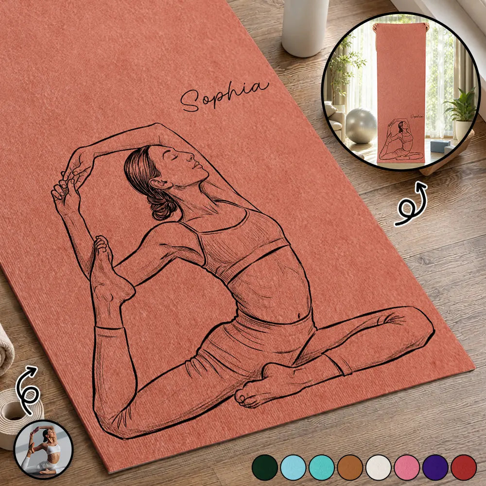 Custom Photo Bold Sketch Namaste All Day For Yoga Lovers - Personalized Yoga Mat