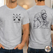 Custom Photo,Art Design,Gift For Grandpa,Proud,Photo - Pencil Sketch - Bold - Custom Photo Bold Sketch Papa Dad Cross Arrows - Personalized T Shirt