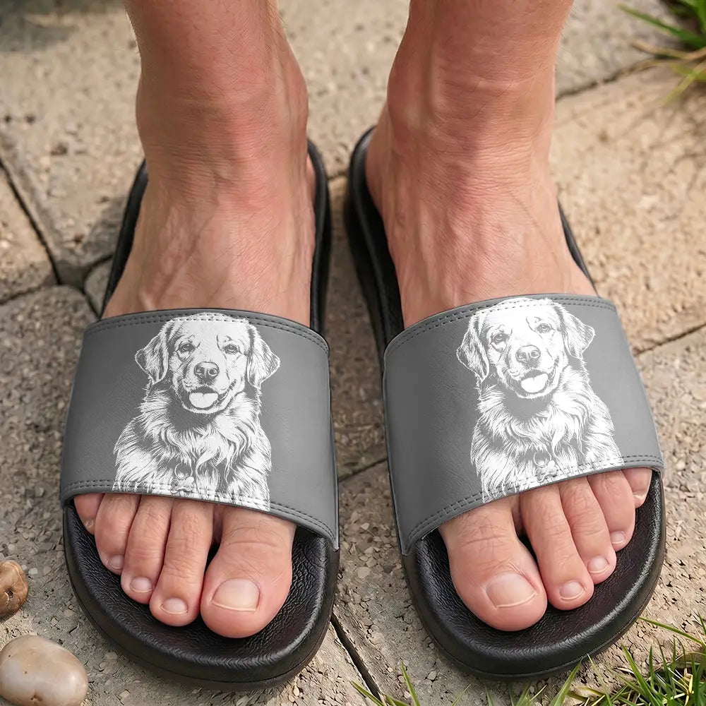 Custom Photo,Art Design,Summer,Pet Lovers,Top Market,Playful,Photo - Pencil Sketch - Bold - Custom Photo Bold Sketch Pet Portrait - Personalized Unisex Slides