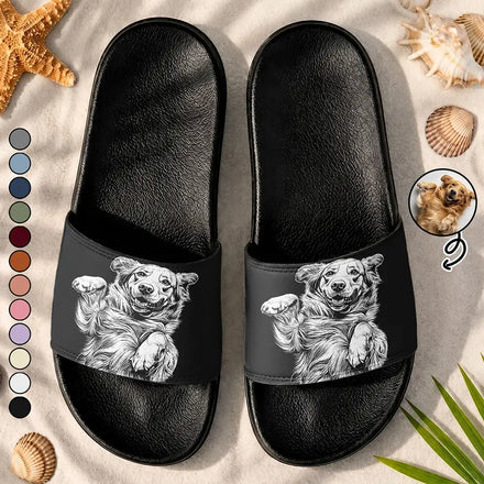 Custom Photo Bold Sketch Pet Portrait - Personalized Unisex Slides