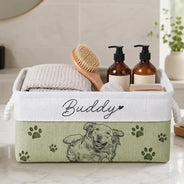 Custom Photo, Art Design, Pet Lovers, Adorable, Photo - Pencil Sketch - Bold - Custom Photo Bold Sketch Pet Portrait Dog Cat Lover - Personalized Storage Basket