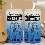 Art Design,Gift For Bestie,Playful,Beach,Summer,Photo - Pencil Sketch - Bold - Custom Photo Bold Sketch Warning The Girls Are Drinking Again - Personalized Ombre Frosted Glass Can