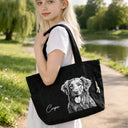 Custom Photo, Beach, Art Design, Summer, Pet Lovers, Playful, Photo - Pencil Sketch - Bold - Custom Photo Bold Sketch Woman Man Dog Cat Funny Portrait - Personalized Corduroy Tote Bag