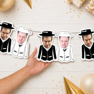 Custom Photo, Gift For Couples, Wedding, Humorous, Cut-Face Photo, Icon - Custom Photo Bride And Groom Face For Wedding, Bachelorette, Bridal Shower - Personalized Garland Banner