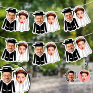 Custom Photo, Gift For Couples, Wedding, Humorous, Cut-Face Photo, Icon - Custom Photo Bride And Groom Face For Wedding, Bachelorette, Bridal Shower - Personalized Garland Banner