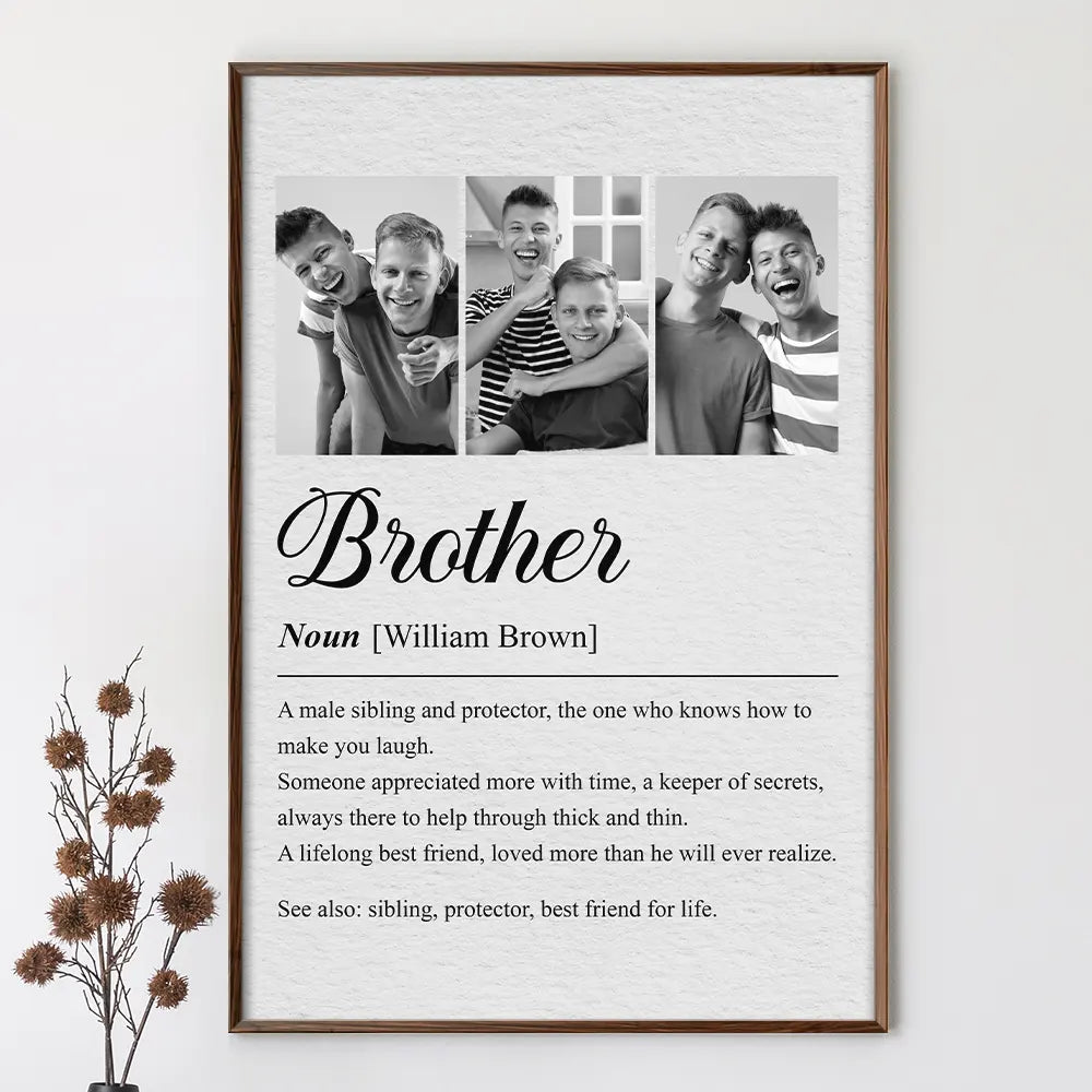 Gift For Sibling,Gift For Brothers,Gift For Sisters,Gift For Women,Gift For Men,Happy,Custom Photo - Custom Photo Brother Sister Definition - Personalized Poster