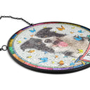 Pet Lovers,Pet Mom,Pet Dad,Dog Lovers,Dog Mom,Dog Dad,Cat Lovers,Cat Mom,Cat Dad,Love - Custom Photo Butterflies Dog Cat - Personalized Stained Glass Window Hanging Suncatcher