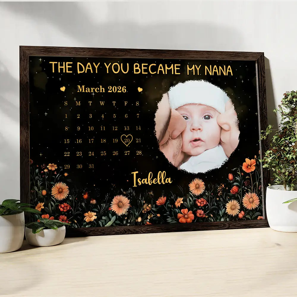 Calendar,Photo,Custom Photo,New Dad,New Mom,New baby - Custom Photo Calendar The Day You Became My Mom - Personalized Poster