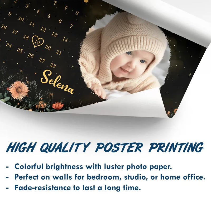 Calendar,Photo,Custom Photo,New Dad,New Mom,New baby - Custom Photo Calendar The Day You Became My Mom - Personalized Poster