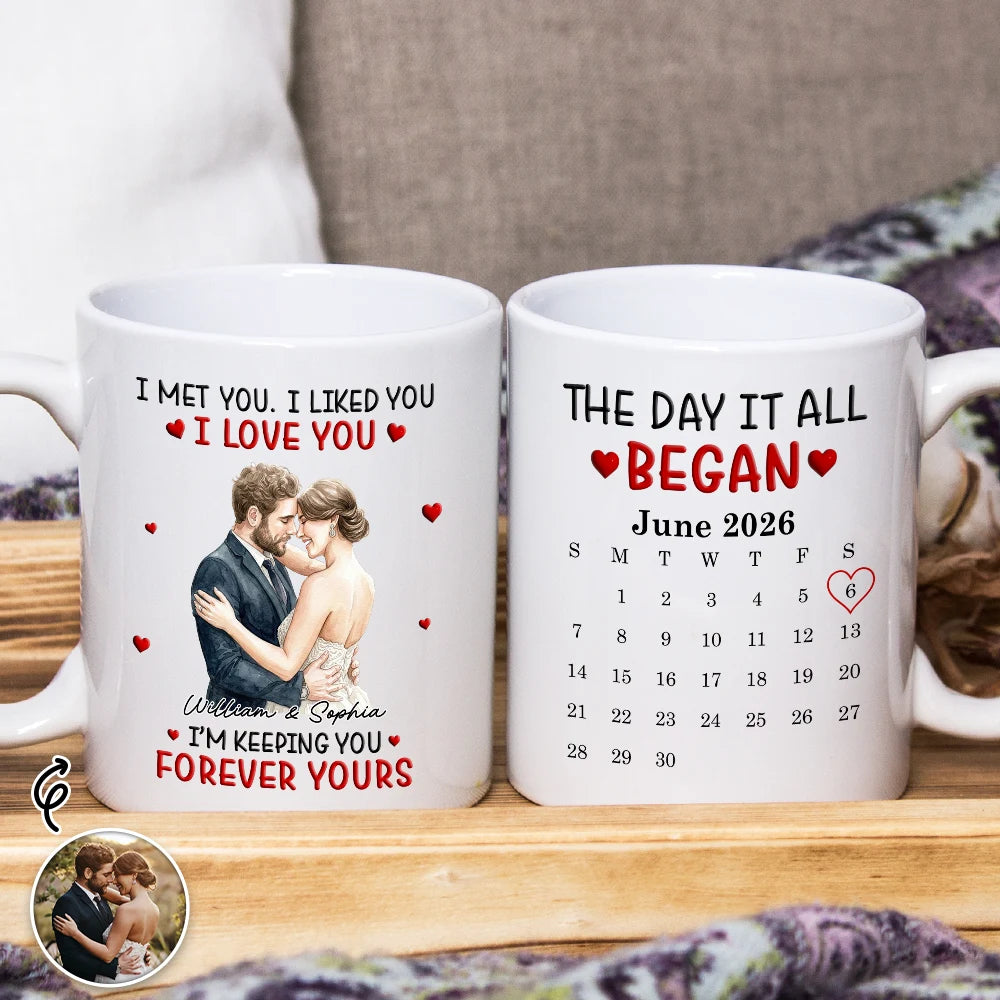 Custom Photo Calendar Together And Forever Yours - Personalized Mug