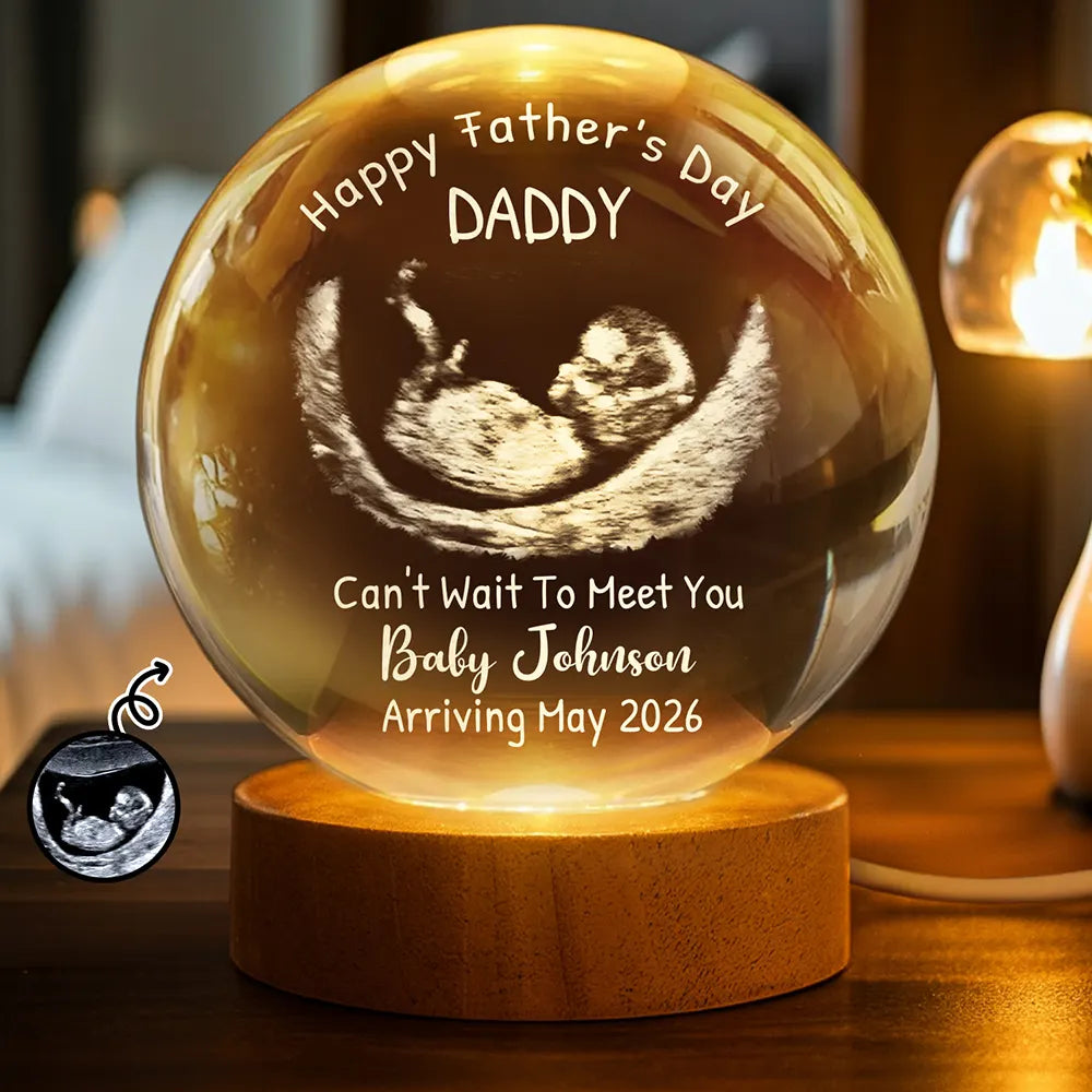 Custom Photo,New Mom,New baby,Love - Custom Photo Can't Wait To Meet You The Bump - Personalized Crystal Globe Lamp