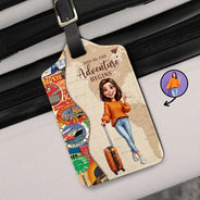 Travel,Art Design,Confident,Gift For Yourself,Summer,Photo - Caricature - Remove BG - Custom Photo Caricature And So The Adventure Begins Travel Lover - Personalized Luggage Tag