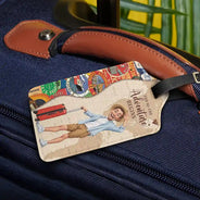 Travel,Art Design,Confident,Gift For Yourself,Summer,Photo - Caricature - Remove BG - Custom Photo Caricature And So The Adventure Begins Travel Lover - Personalized Luggage Tag