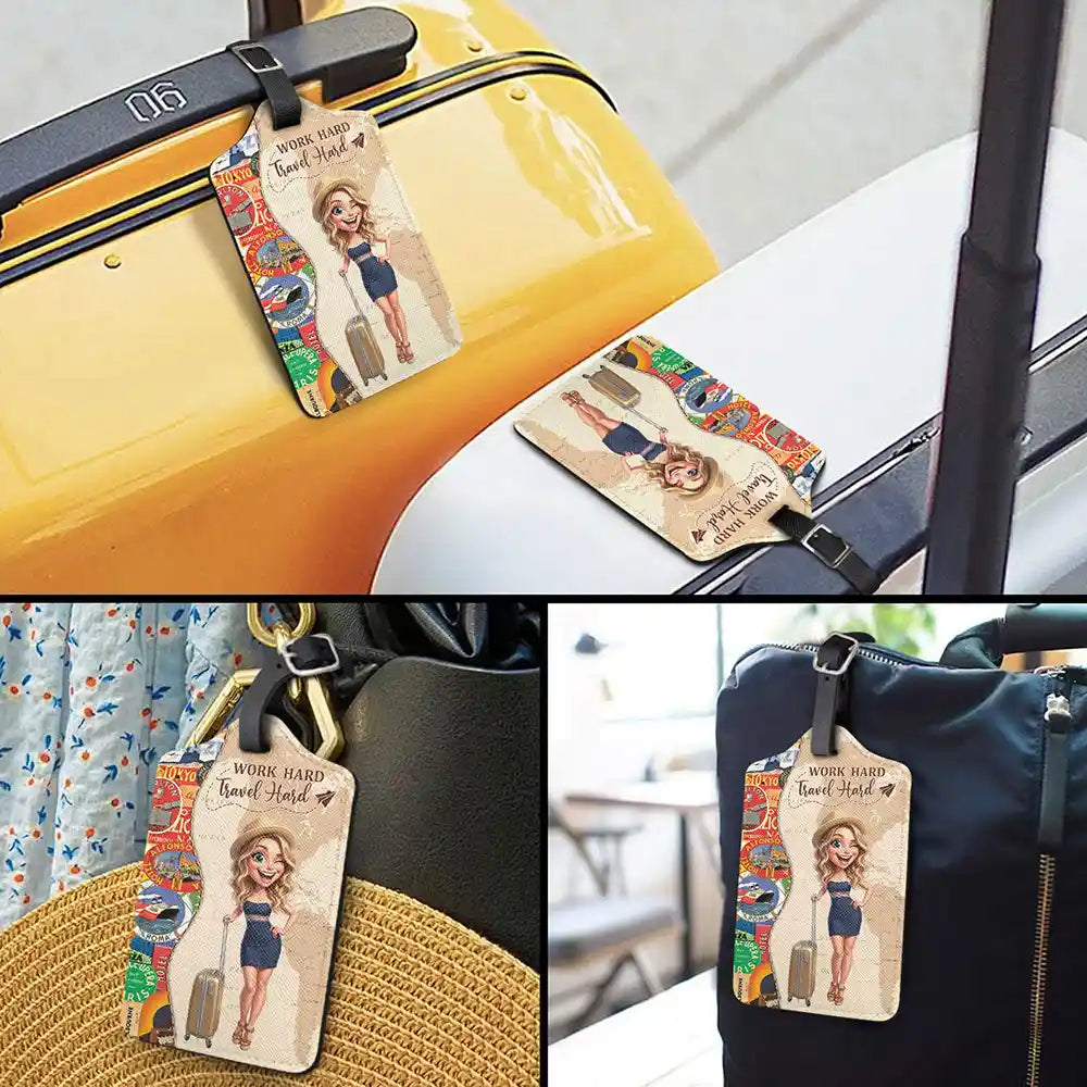 Travel,Art Design,Confident,Gift For Yourself,Summer,Photo - Caricature - Remove BG - Custom Photo Caricature And So The Adventure Begins Travel Lover - Personalized Luggage Tag