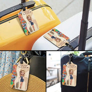 Travel,Art Design,Confident,Gift For Yourself,Summer,Photo - Caricature - Remove BG - Custom Photo Caricature And So The Adventure Begins Travel Lover - Personalized Luggage Tag