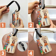 Travel,Art Design,Confident,Gift For Yourself,Summer,Photo - Caricature - Remove BG - Custom Photo Caricature And So The Adventure Begins Travel Lover - Personalized Luggage Tag