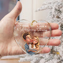 Art Design,Christmas,Humorous,Gift For Couples,Photo - Caricature - Remove BG - Custom Photo Caricature Annoying Each Other And Still Going Strong - Personalized Heart Shaped Glass Ornament