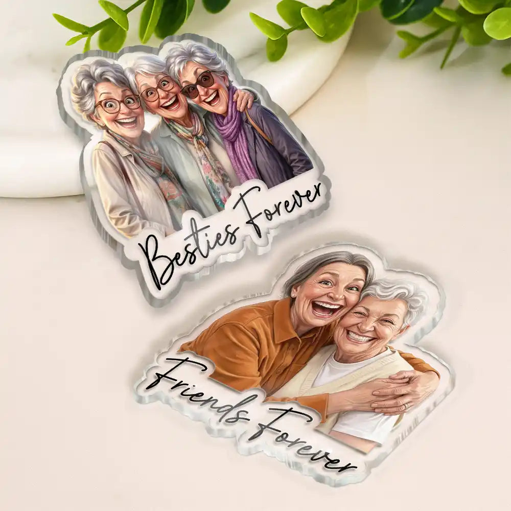 Art Design,Gift For Bestie,Photo - Caricature - Remove BG,Happy - Custom Photo Caricature Besties Forever - Personalized Acrylic Magnet