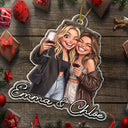 Art Design,Gift For Bestie,Playful,Christmas,Photo - Caricature - Remove BG - Custom Photo Caricature Besties Friend Forever Together - Personalized Custom Shaped Acrylic Ornament