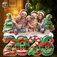 Art Design,Christmas,Humorous,Family,Photo - Caricature - Remove BG - Custom Photo Caricature Elf Family Siblings Friends - Personalized Custom Shaped Acrylic Ornament