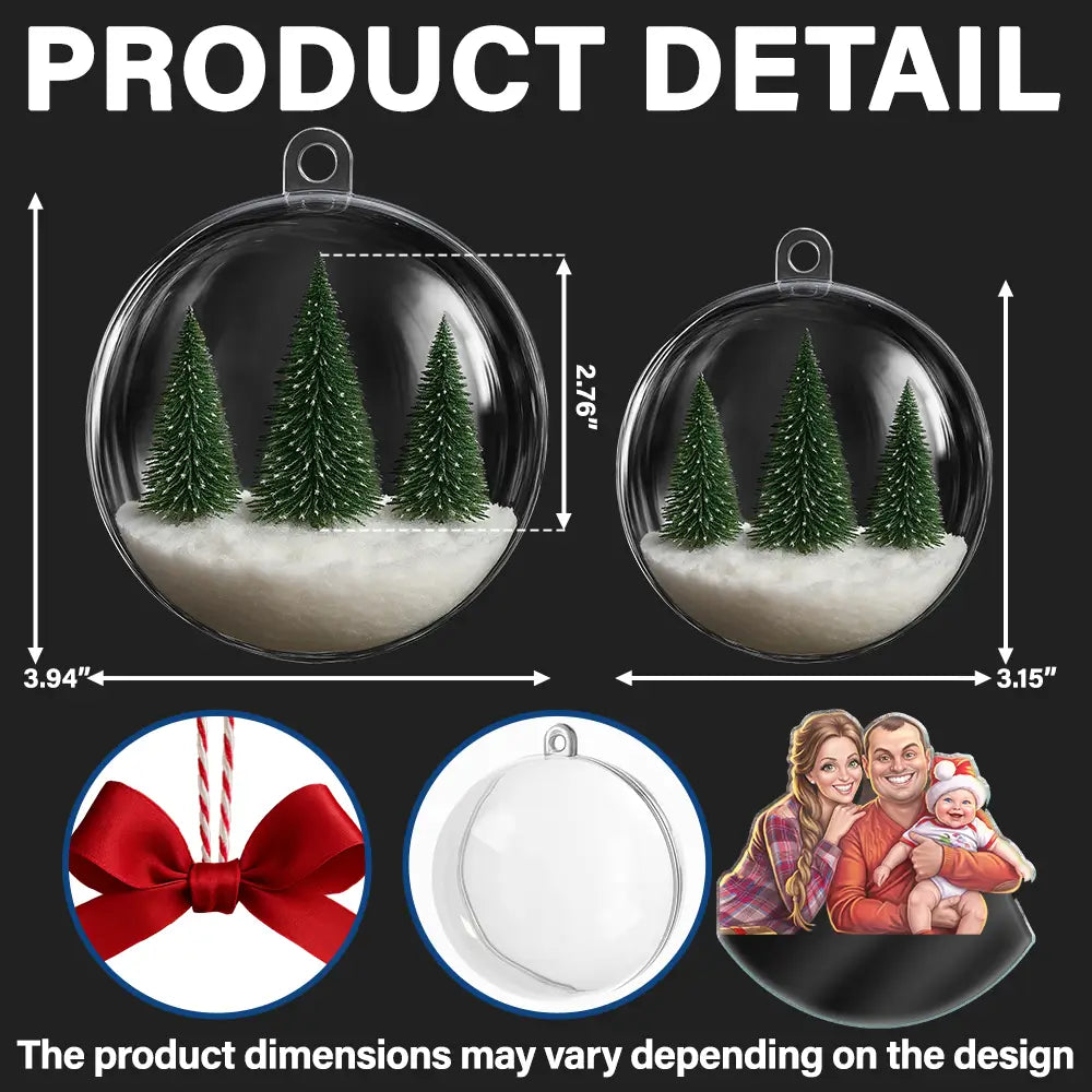 Art Design,Christmas,Family,Photo - Caricature - Remove BG,Happy - Custom Photo Caricature Family Is The Greatest Gift - Personalized 3D Acrylic Ball Ornament