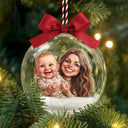 Art Design,Christmas,Family,Photo - Caricature - Remove BG,Happy - Custom Photo Caricature Family Is The Greatest Gift - Personalized 3D Acrylic Ball Ornament