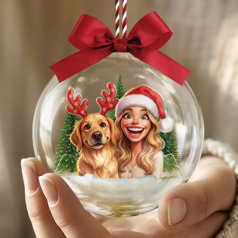 Art Design,Christmas,Family,Photo - Caricature - Remove BG,Happy - Custom Photo Caricature Family Is The Greatest Gift - Personalized 3D Acrylic Ball Ornament