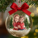 Art Design,Christmas,Family,Photo - Caricature - Remove BG,Happy - Custom Photo Caricature Family Is The Greatest Gift - Personalized 3D Acrylic Ball Ornament