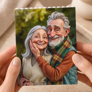 Custom Photo, Art Design, Gift For Couples, Top Market, Romantic, Photo - Caricature - With BG - Custom Photo Caricature Happy Couple Anniversary - Personalized Building Brick Blocks