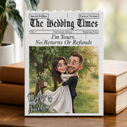 Custom Photo, Anniversary, Art Design, Gift For Couples, Top Market, Romantic, Photo - Caricature - With BG - Custom Photo Caricature I'm Yours No Returns Or Refunds Couple - Personalized Building Brick Blocks