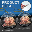 First Christmas,Art Design,Gift For Bestie,Christmas,Humorous,Photo - Caricature - Remove BG - Custom Photo Caricature Let's Be Friends Until Old & Bonkers - Personalized Circle Glass Ornament