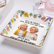 Funny,Gift For Bestie,Old Best friends - Custom Photo Caricature Until We Are Old And Senile - Personalized Ring Dish