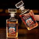 Custom Photo, Art Design, Gift For Couples, Old Couples, Wedding Anniversary, Humorous, Photo - Caricature - Remove BG - Custom Photo Caricature Vintage Annoying Each Other - Personalized Square Whiskey Bottle