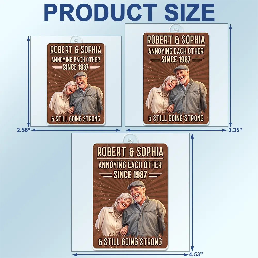 Custom Photo,Art Design,Gift For Couples,Old Couples,Wedding Anniversary,Humorous,Photo - Caricature - Remove BG - Custom Photo Caricature Vintage Annoying Each Other - Personalized Acrylic Car Hanger