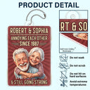 Custom Photo,Art Design,Gift For Couples,Old Couples,Wedding Anniversary,Humorous,Photo - Caricature - Remove BG - Custom Photo Caricature Vintage Annoying Each Other - Personalized Acrylic Car Hanger