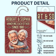 Custom Photo,Art Design,Gift For Couples,Old Couples,Wedding Anniversary,Humorous,Photo - Caricature - Remove BG - Custom Photo Caricature Vintage Annoying Each Other - Personalized Acrylic Car Hanger