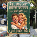 Custom Photo,Art Design,Summer,Top Market,Gift For Couples,Old Couples,Humorous,Photo - Caricature - Custom Photo Caricature Vintage Annoying Each Other - Personalized Classic Metal Signs