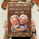 Custom Photo,Art Design,Summer,Top Market,Gift For Couples,Old Couples,Humorous,Photo - Caricature - Custom Photo Caricature Vintage Annoying Each Other - Personalized Classic Metal Signs