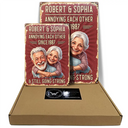 Custom Photo,Art Design,Summer,Top Market,Gift For Couples,Old Couples,Humorous,Photo - Caricature - Custom Photo Caricature Vintage Annoying Each Other - Personalized Classic Metal Signs