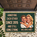 Custom Photo, Art Design, Gift For Couples, Old Couples, Wedding Anniversary, Humorous, Photo - Caricature - Remove BG - Custom Photo Caricature Vintage Annoying Each Other - Personalized Doormat