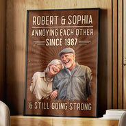 Custom Photo,Art Design,Gift For Couples,Old Couples,Wedding Anniversary,Humorous,Photo - Caricature - Remove BG - Custom Photo Caricature Vintage Annoying Each Other - Personalized Poster