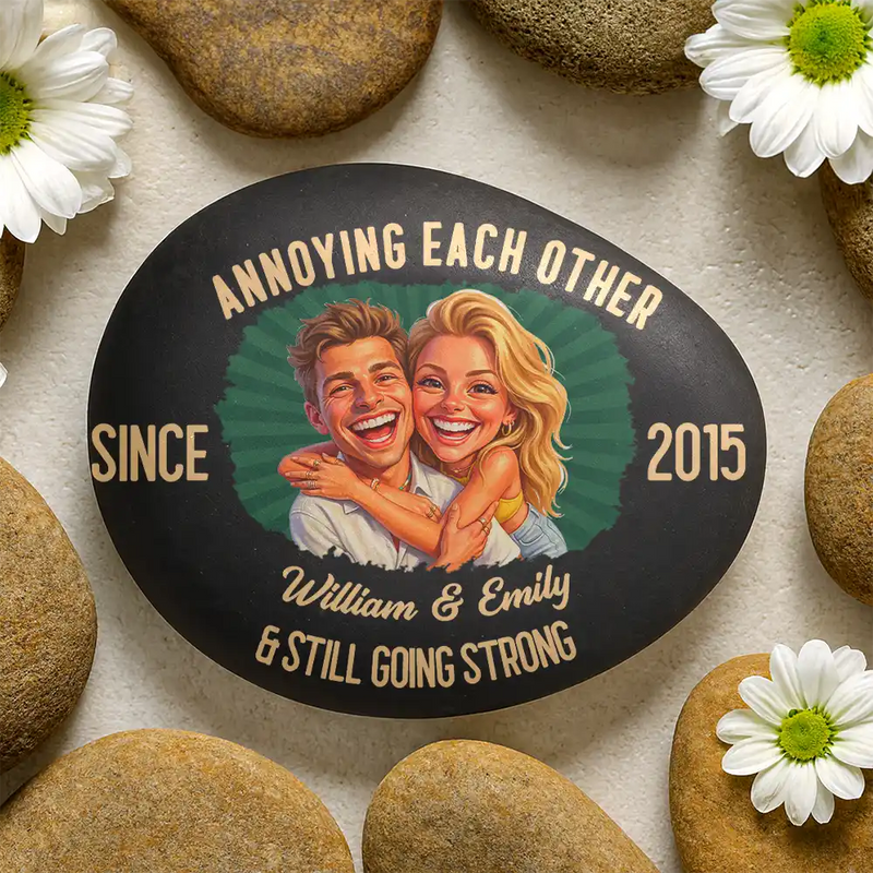 Custom Photo, Art Design, Gift For Couples, Old Couples, Wedding Anniversary, Humorous, Photo - Caricature - Remove BG - Custom Photo Caricature Vintage Annoying Each Other - Personalized Printed Rock