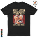 Custom Photo, Art Design, Gift For Couples, Old Couples, Wedding Anniversary, Humorous, Photo - Caricature - Remove BG - Custom Photo Caricature Vintage Annoying Each Other - Personalized T Shirt