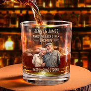 Custom Photo, Art Design, Gift For Couples, Old Couples, Wedding Anniversary, Humorous, Photo - Caricature - Remove BG - Custom Photo Caricature Vintage Annoying Each Other - Personalized Whiskey Glass