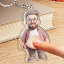 Custom Photo,Art Design,Family,Humorous,Photo - Belly FreeStyle Pose Cartoon Figure - Custom Photo Cartoon Belly Character Family Member And Pet - Personalized Squishy Acrylic Keychain