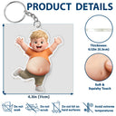 Custom Photo,Art Design,Family,Humorous,Photo - Belly FreeStyle Pose Cartoon Figure - Custom Photo Cartoon Belly Character Family Member And Pet - Personalized Squishy Acrylic Keychain